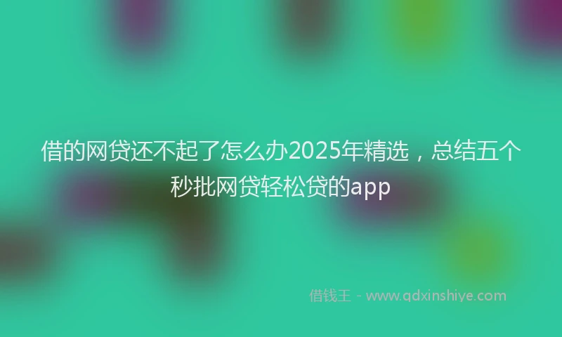 借的网贷还不起了怎么办2025年精选,总结五个秒批网贷轻松贷的app