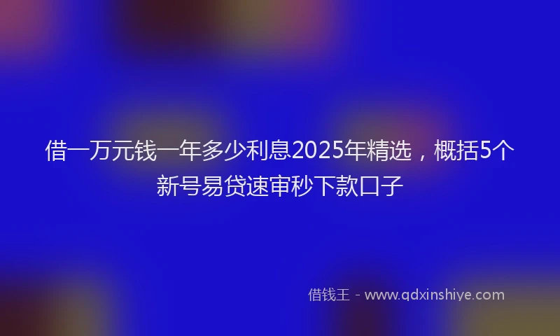 借一万元钱一年多少利息2025年精选，概括5个新号易贷速审秒下款口子