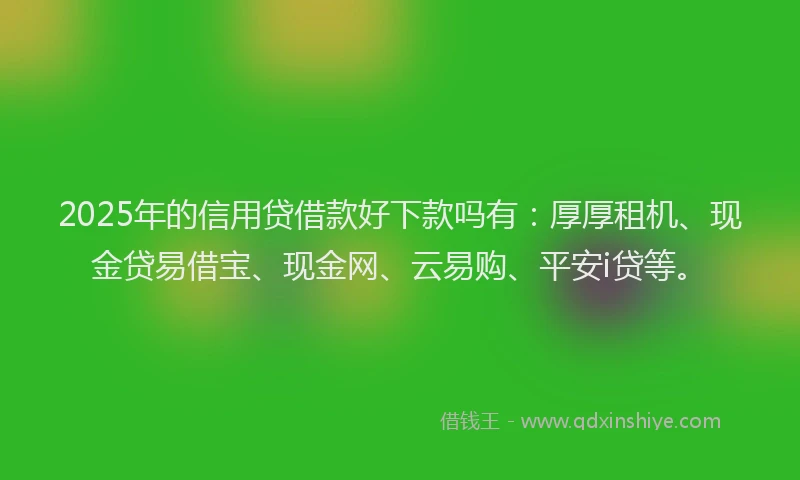 2025年的信用贷借款好下款吗有：厚厚租机、现金贷易借宝、现金网、云易购、平安i贷等。