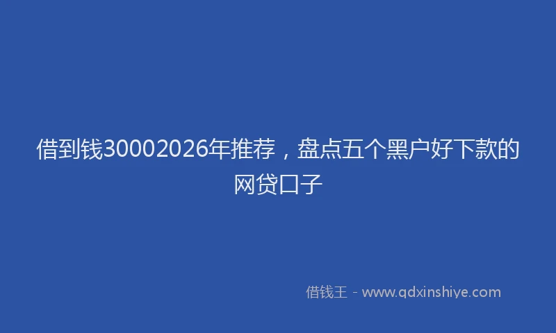 借到钱30002026年推荐，盘点五个黑户好下款的网贷口子