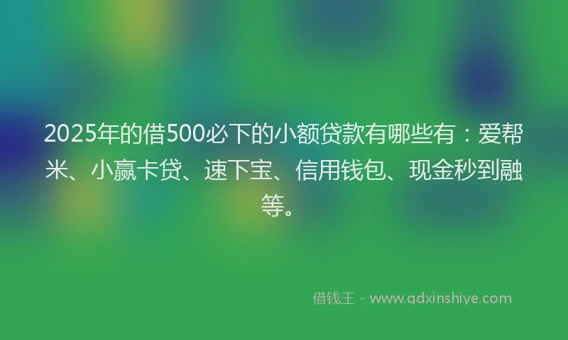 2025年的借500必下的小额贷款有哪些有：爱帮米、小赢卡贷、速下宝、信用钱包、现金秒到融等。