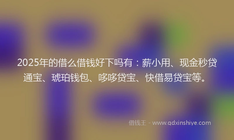 2025年的借么借钱好下吗有：薪小用、现金秒贷通宝、琥珀钱包、哆哆贷宝、快借易贷宝等。