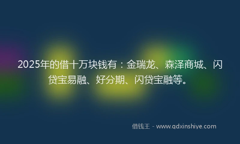 2025年的借十万块钱有：金瑞龙、森泽商城、闪贷宝易融、好分期、闪贷宝融等。