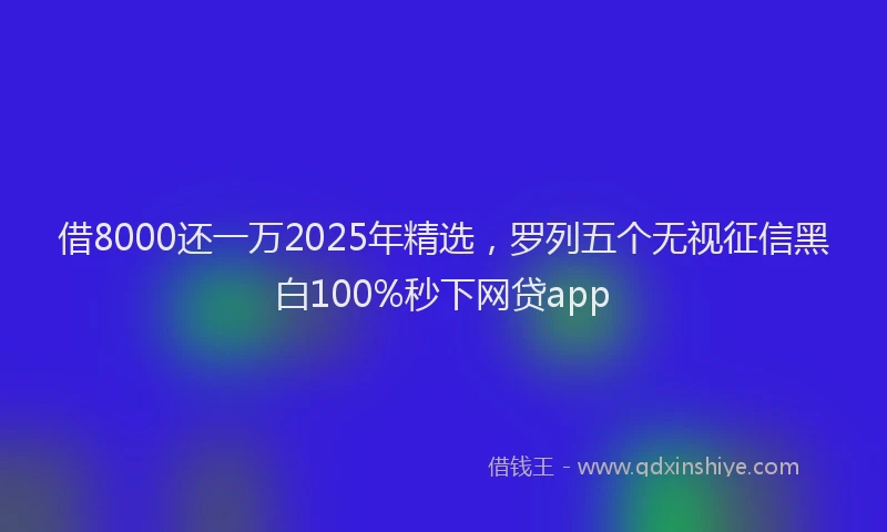 借8000还一万2025年精选，罗列五个无视征信黑白100%秒下网贷app