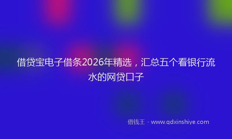 借贷宝电子借条2026年精选，汇总五个看银行流水的网贷口子