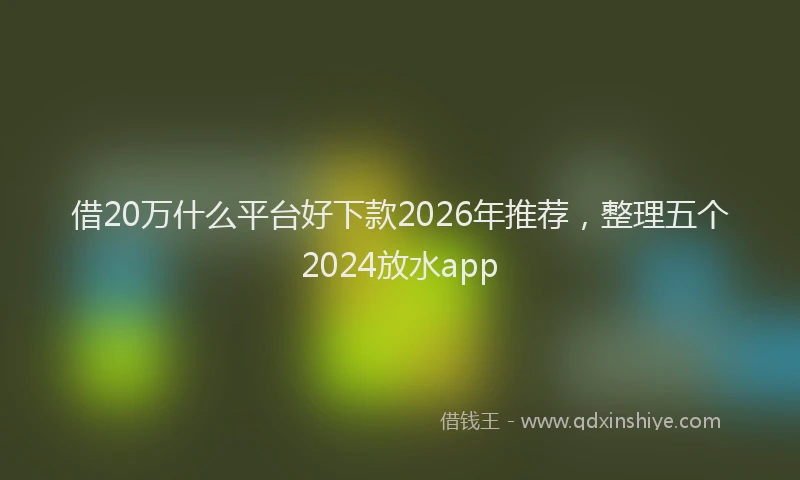 借20万什么平台好下款2026年推荐，整理五个2024放水app