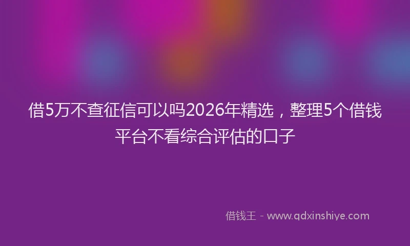借5万不查征信可以吗2026年精选，整理5个借钱平台不看综合评估的口子