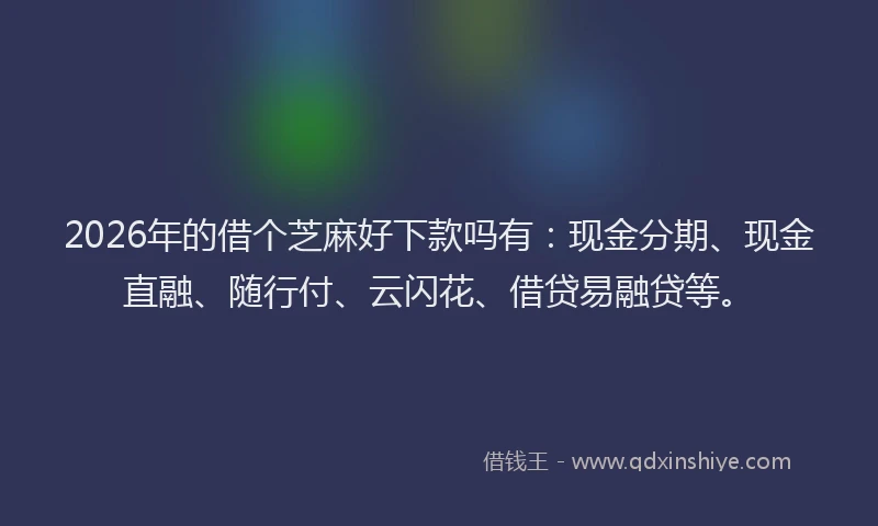 2026年的借个芝麻好下款吗有：现金分期、现金直融、随行付、云闪花、借贷易融贷等。