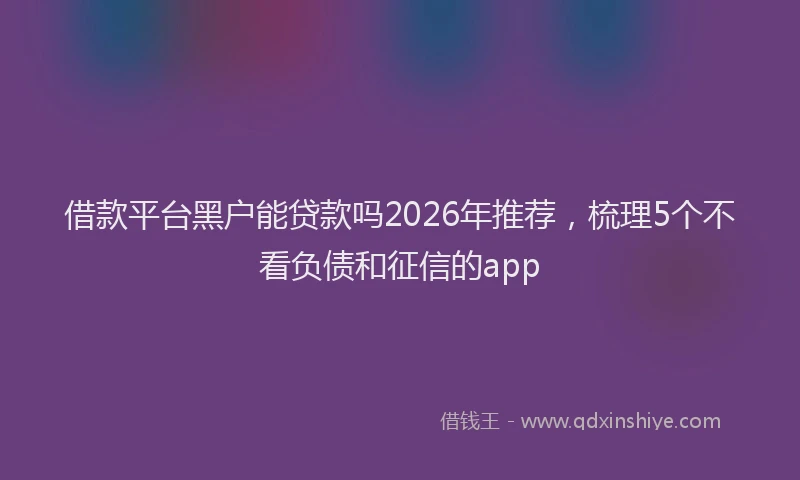 借款平台黑户能贷款吗2026年推荐，梳理5个不看负债和征信的app