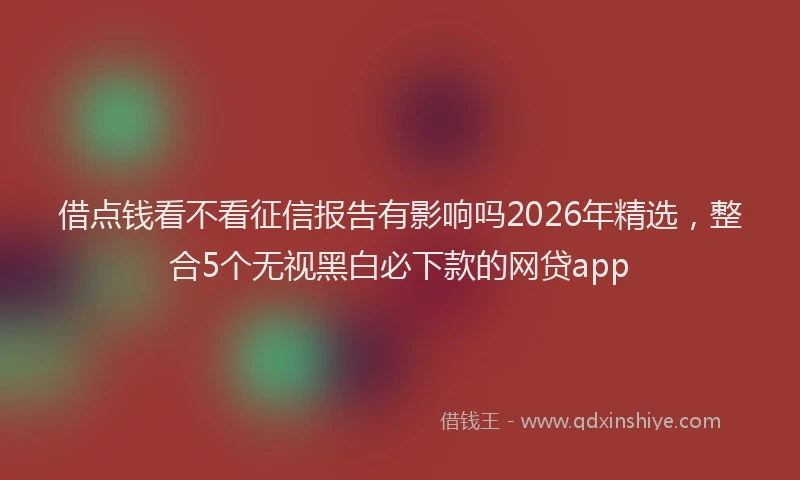 借点钱看不看征信报告有影响吗2026年精选，整合5个无视黑白必下款的网贷app