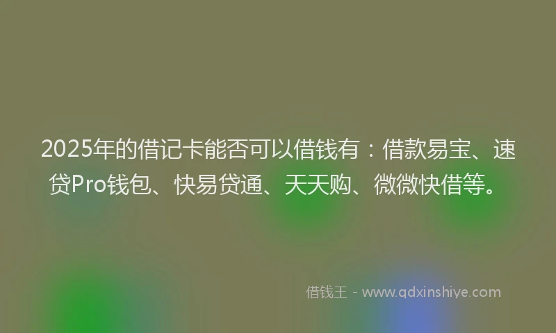 2025年的借记卡能否可以借钱有：借款易宝、速贷Pro钱包、快易贷通、天天购、微微快借等。
