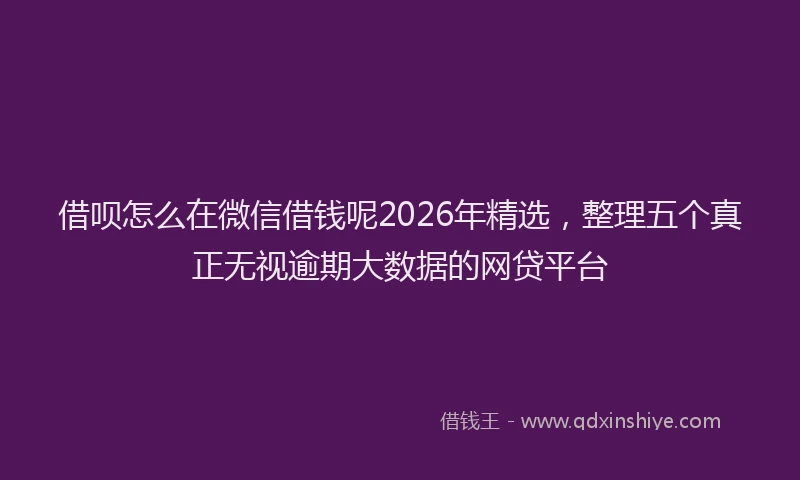 借呗怎么在微信借钱呢2026年精选，整理五个真正无视逾期大数据的网贷平台