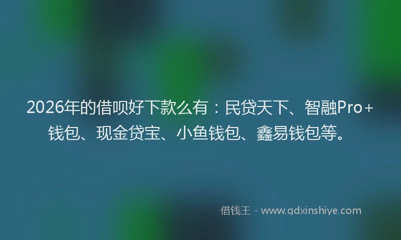 2026年的借呗好下款么有:民贷天下、智融Pro+钱包、现金贷宝、小鱼钱包、鑫易钱包等。