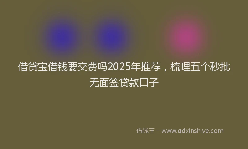 借贷宝借钱要交费吗2025年推荐，梳理五个秒批无面签贷款口子
