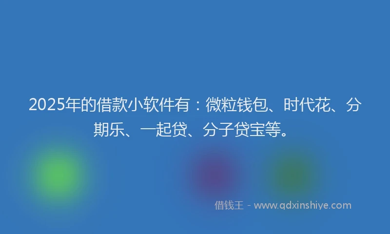 2025年的借款小软件有：微粒钱包、时代花、分期乐、一起贷、分子贷宝等。