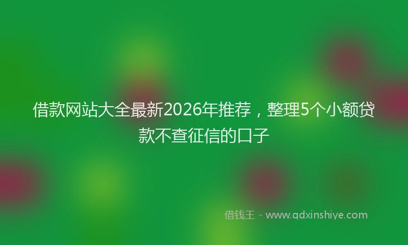 借款网站大全最新2026年推荐，整理5个小额贷款不查征信的口子