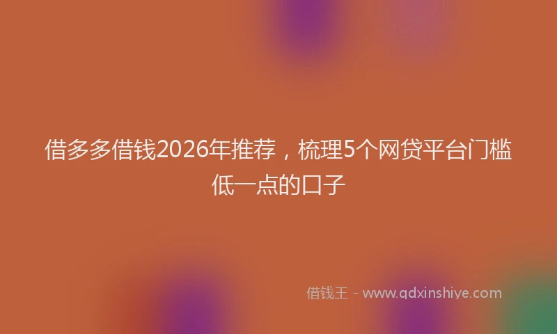 借多多借钱2026年推荐,梳理5个网贷平台门槛低一点的口子