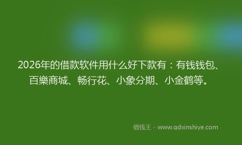 2026年的借款软件用什么好下款有：有钱钱包、百樂商城、畅行花、小象分期、小金鹤等。