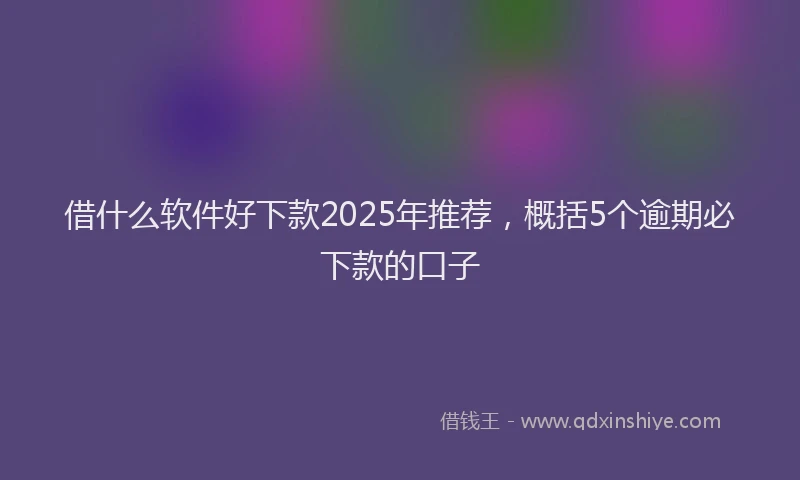借什么软件好下款2025年推荐，概括5个逾期必下款的口子