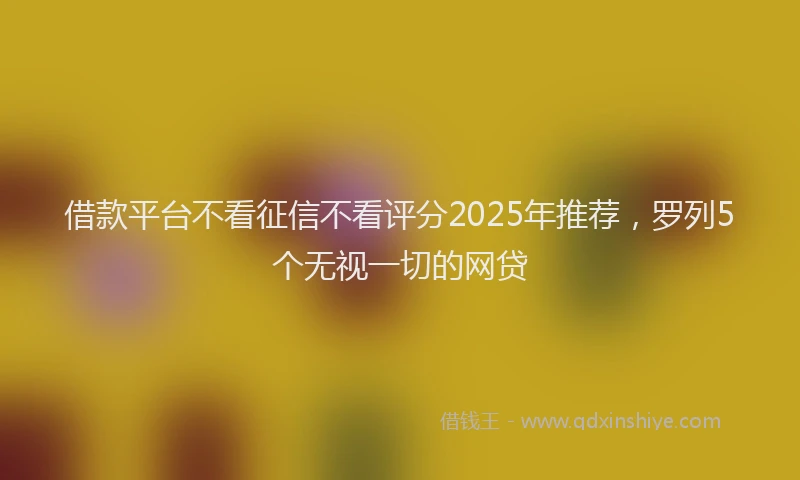 借款平台不看征信不看评分2025年推荐，罗列5个无视一切的网贷