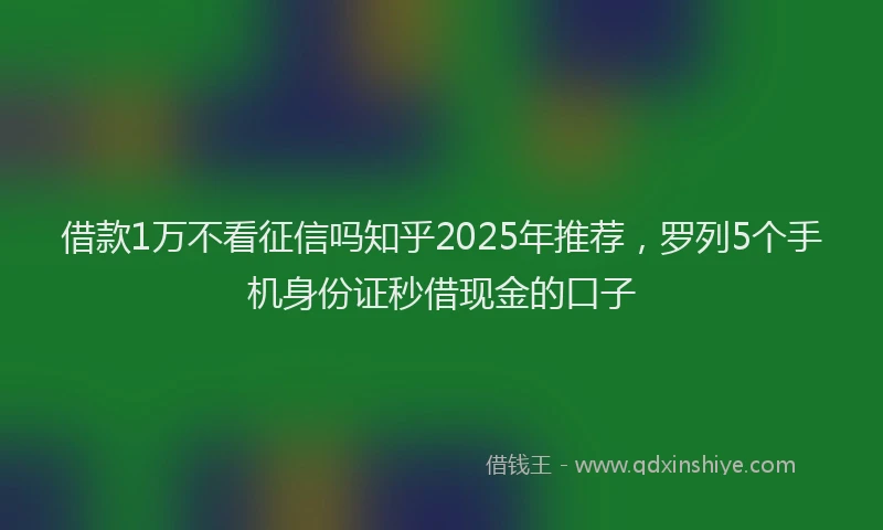 借款1万不看征信吗知乎2025年推荐,罗列5个手机身份证秒借现金的口子