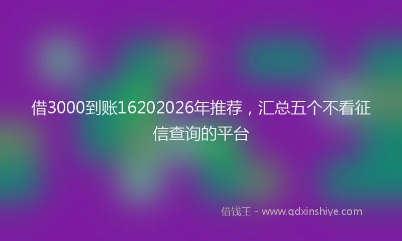 借3000到账16202026年推荐，汇总五个不看征信查询的平台