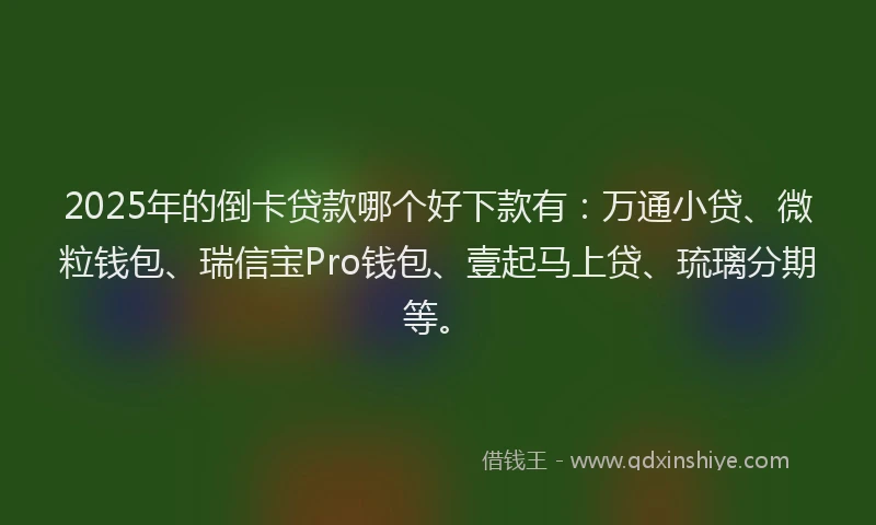 2025年的倒卡贷款哪个好下款有：万通小贷、微粒钱包、瑞信宝Pro钱包、壹起马上贷、琉璃分期等。
