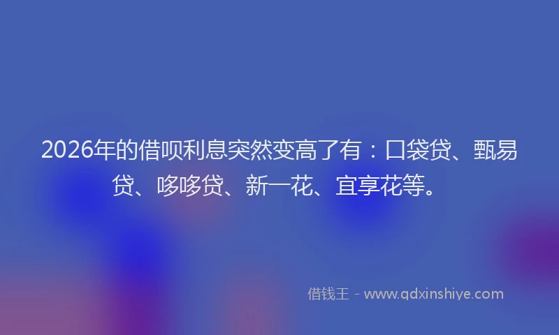 2026年的借呗利息突然变高了有:口袋贷、甄易贷、哆哆贷、新一花、宜享花等。
