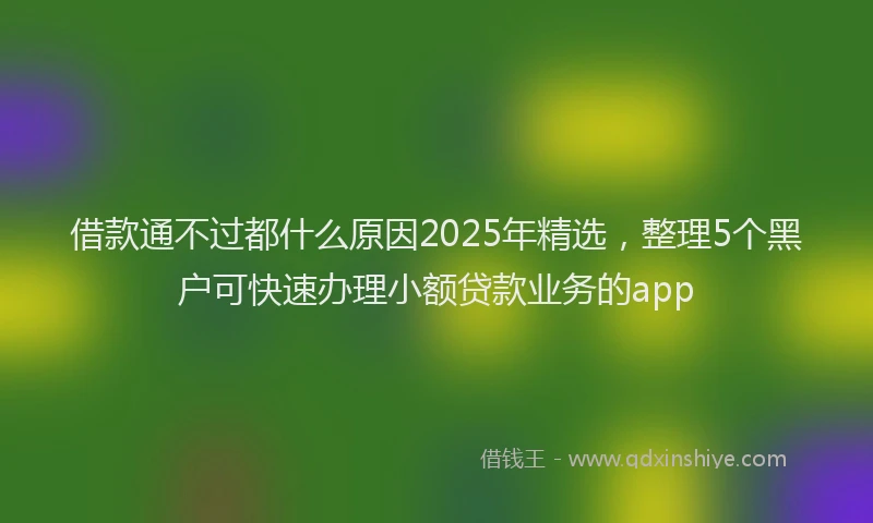 借款通不过都什么原因2025年精选,整理5个黑户可快速办理小额贷款业务的app