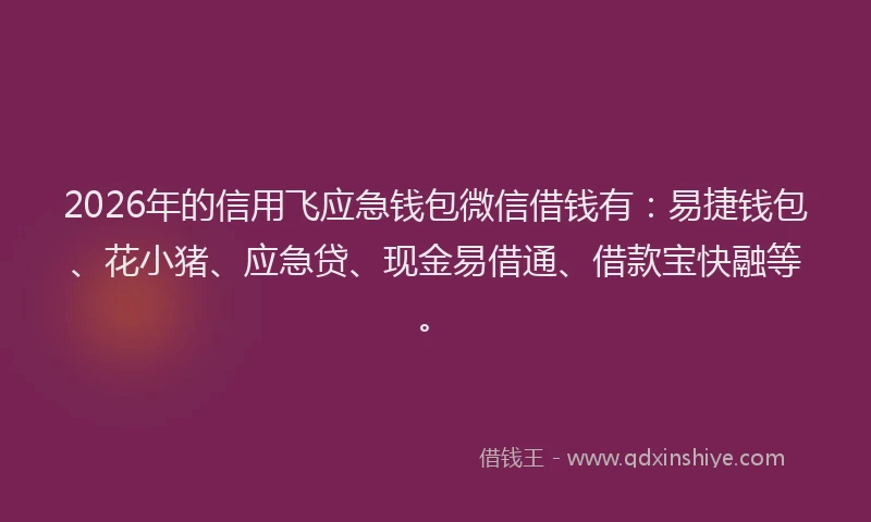 2026年的信用飞应急钱包微信借钱有：易捷钱包、花小猪、应急贷、现金易借通、借款宝快融等。