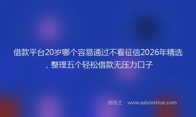 借款平台20岁哪个容易通过不看征信2026年精选，整理五个轻松借款无压力口子