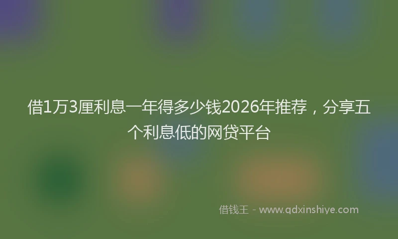 借1万3厘利息一年得多少钱2026年推荐,分享五个利息低的网贷平台