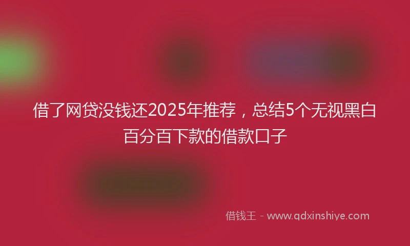 借了网贷没钱还2025年推荐,总结5个无视黑白百分百下款的借款口子