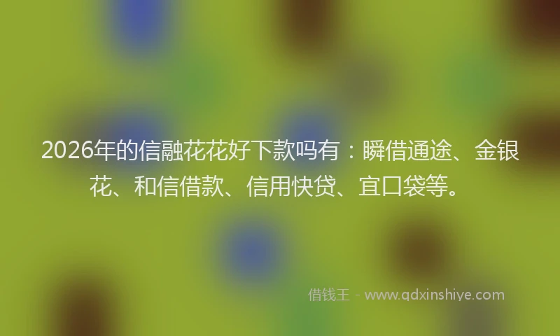 2026年的信融花花好下款吗有：瞬借通途、金银花、和信借款、信用快贷、宜口袋等。
