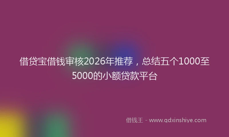 借贷宝借钱审核2026年推荐,总结五个1000至5000的小额贷款平台