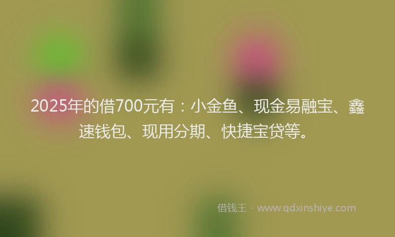 2025年的借700元有：小金鱼、现金易融宝、鑫速钱包、现用分期、快捷宝贷等。