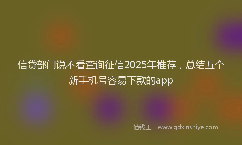 信贷部门说不看查询征信2025年推荐,总结五个新手机号容易下款的app