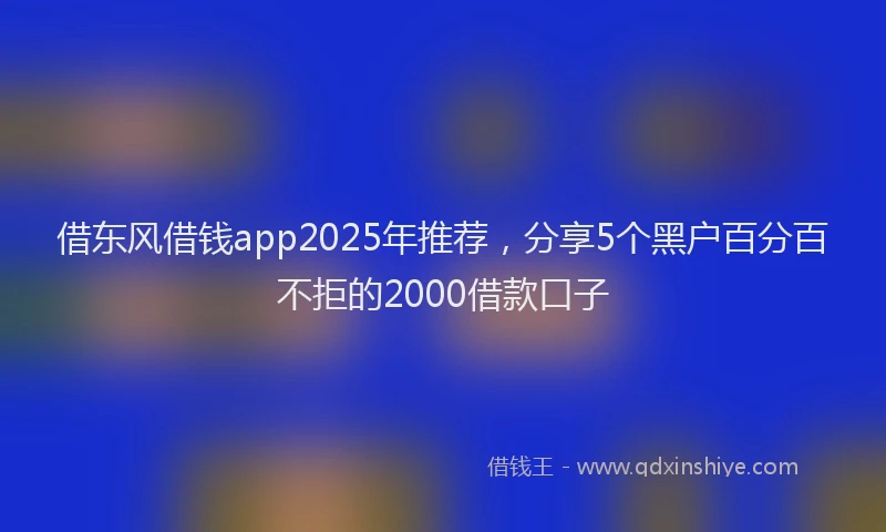 借东风借钱app2025年推荐,分享5个黑户百分百不拒的2000借款口子