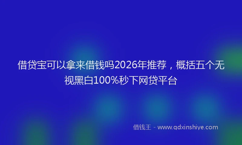 借贷宝可以拿来借钱吗2026年推荐,概括五个无视黑白100%秒下网贷平台