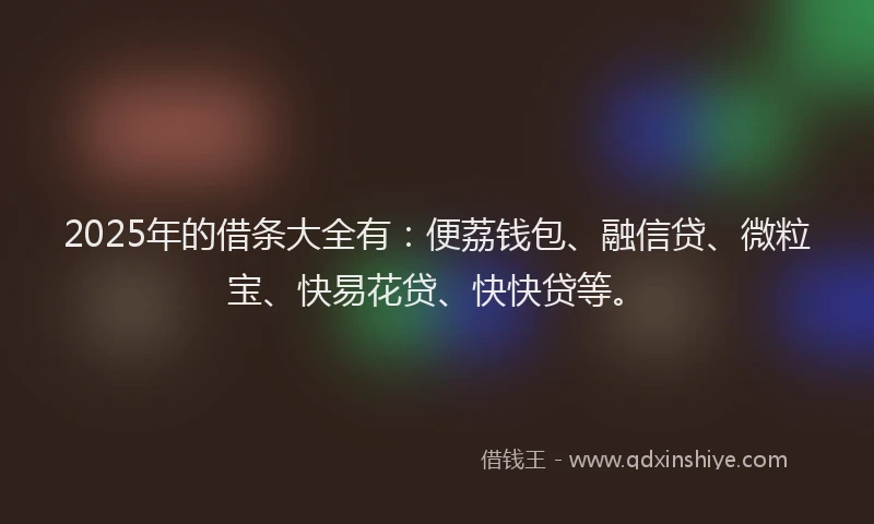 2025年的借条大全有：便荔钱包、融信贷、微粒宝、快易花贷、快快贷等。