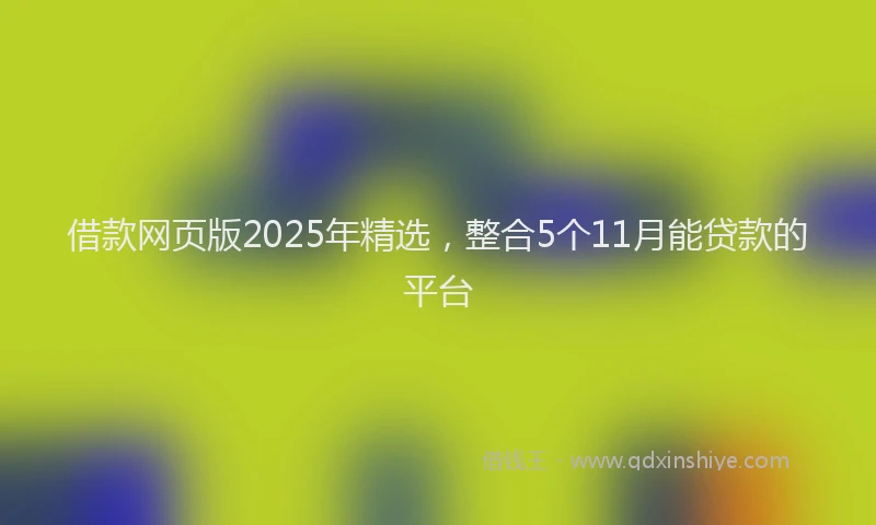 借款网页版2025年精选,整合5个11月能贷款的平台