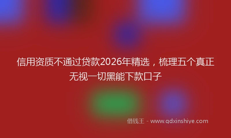 信用资质不通过贷款2026年精选，梳理五个真正无视一切黑能下款口子