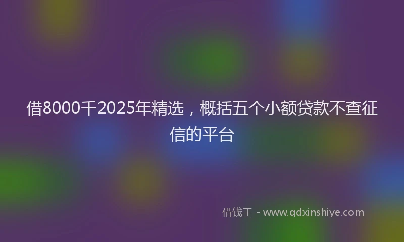 借8000千2025年精选,概括五个小额贷款不查征信的平台