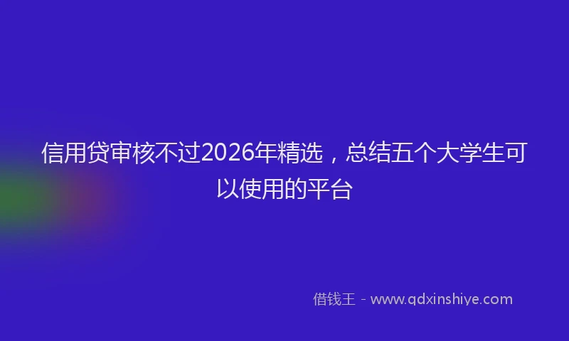 信用贷审核不过2026年精选，总结五个大学生可以使用的平台