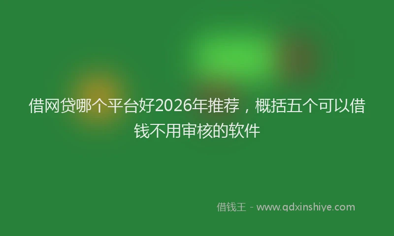 借网贷哪个平台好2026年推荐，概括五个可以借钱不用审核的软件