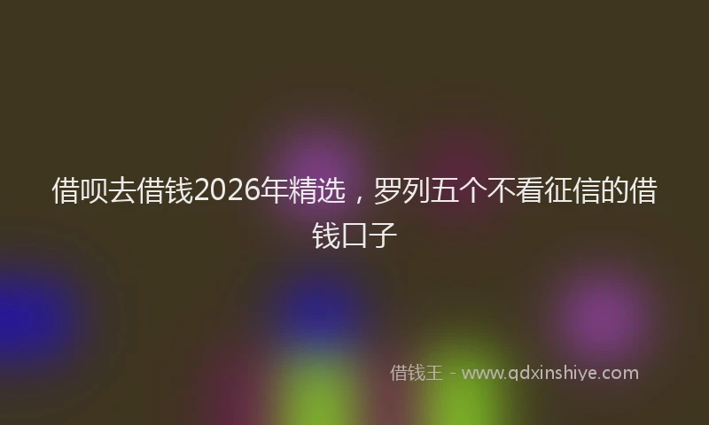 借呗去借钱2026年精选，罗列五个不看征信的借钱口子