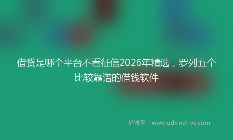 借贷是哪个平台不看征信2026年精选，罗列五个比较靠谱的借钱软件