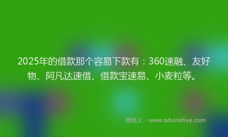 2025年的借款那个容易下款有：360速融、友好物、阿凡达速借、借款宝速易、小麦粒等。