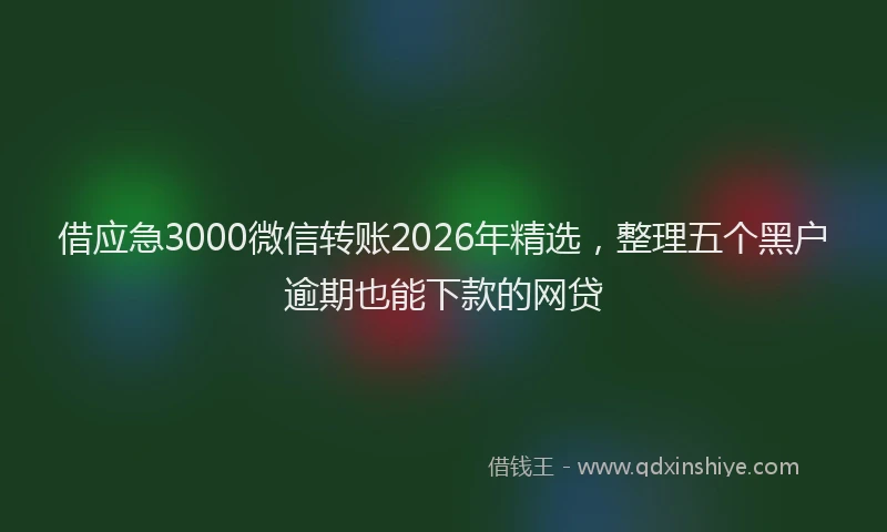 借应急3000微信转账2026年精选，整理五个黑户逾期也能下款的网贷