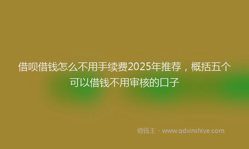 借呗借钱怎么不用手续费2025年推荐，概括五个可以借钱不用审核的口子